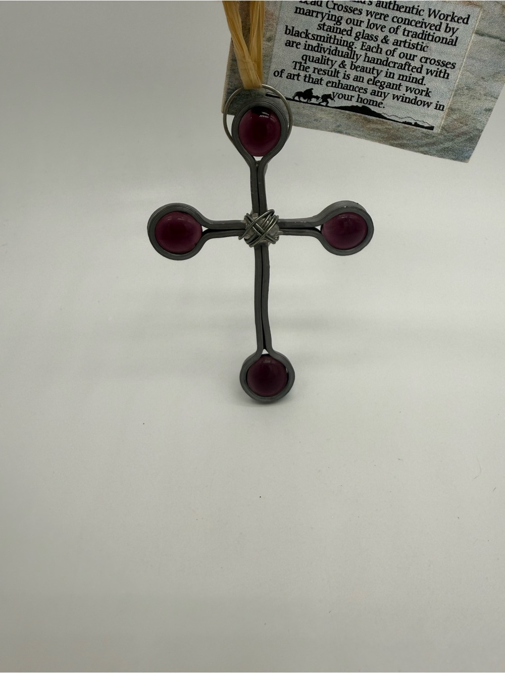 Creative Minds Amethyst Stained Glass Cross Worked Lead Suncatcher Mississippi